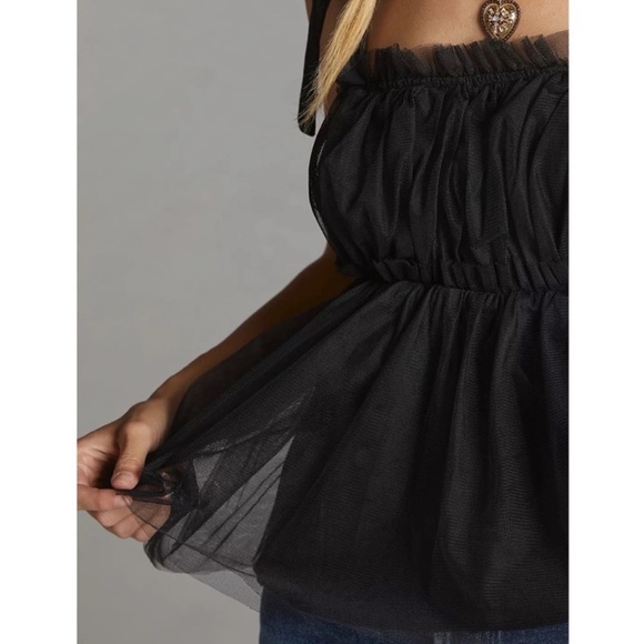 Anthropologie Black Velvet Tulle Tank - Picture 4 of 7